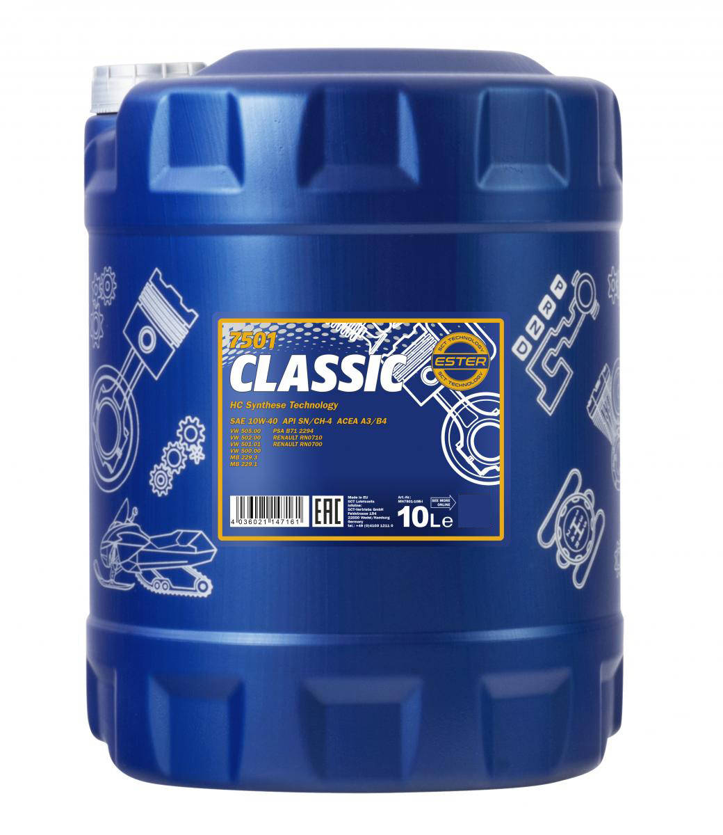 

Моторное масло Mannol 7501 CLASSIC 10W-40 10л полусинтетическое