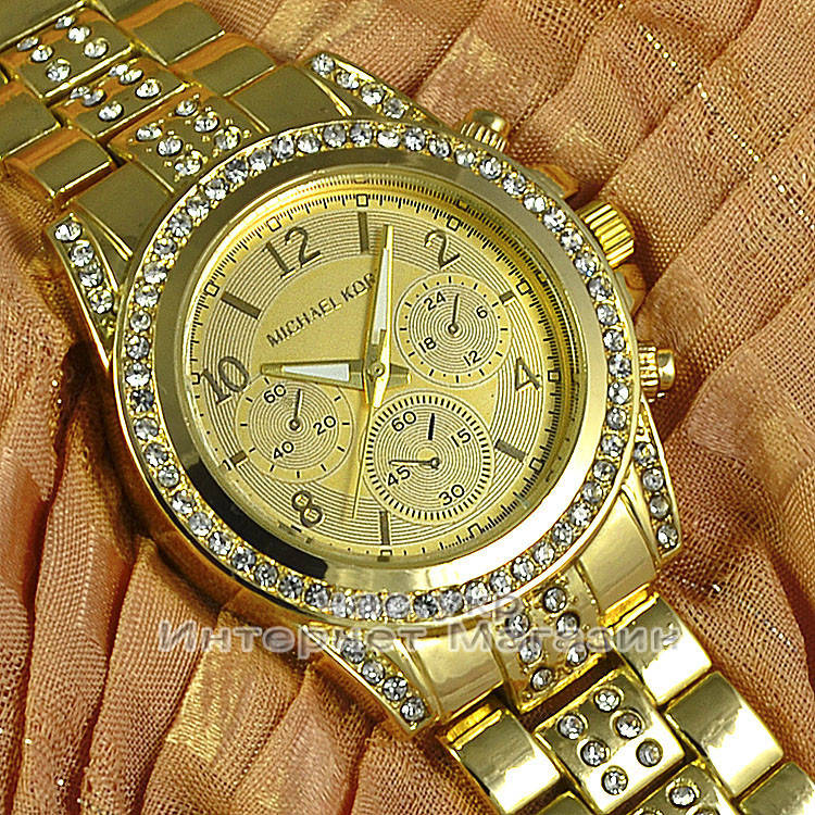 

Женские наручные часы Michael Kors Gold Yellow Dimond японский механизм качественная