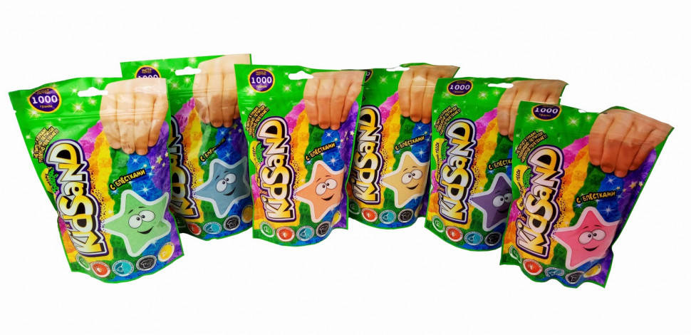 

Кинетический песок для творчества одного цвета, пакет 1000г KidSand, Danko Toys (AN)