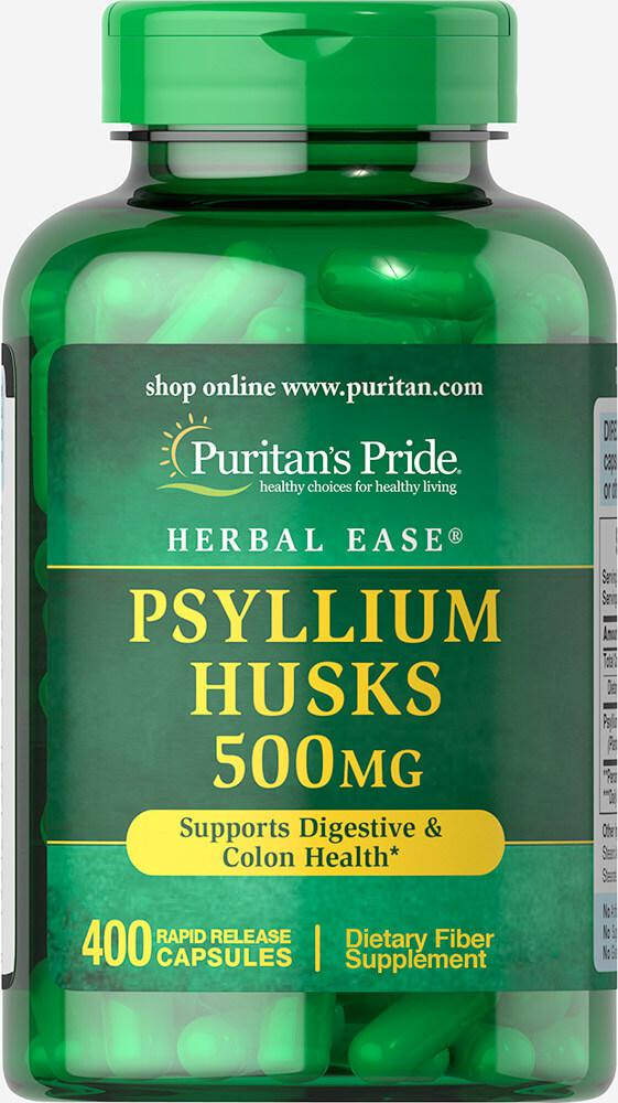 

Шелуха подорожника псиллиум, Psyllium Husks 500 mg, Puritan's Pride, 400 капсул