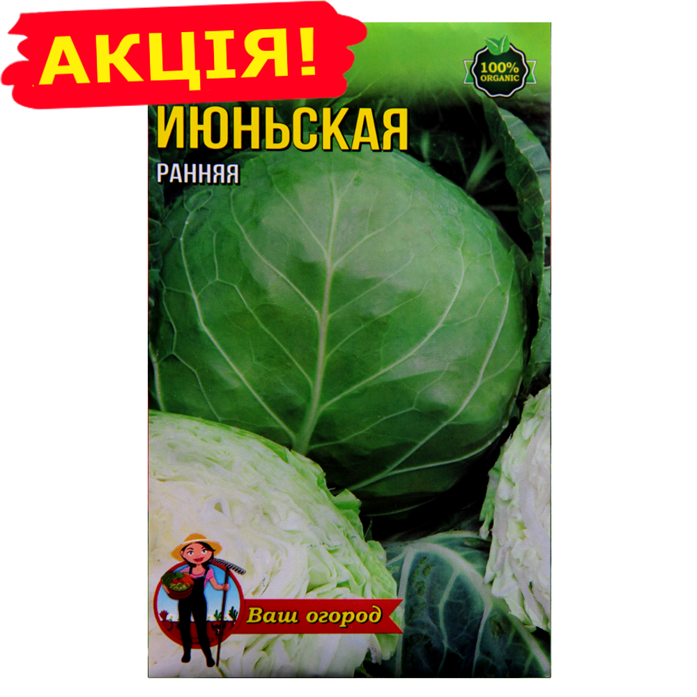 

Капуста Июньская ранняя большой пакет 5 г
