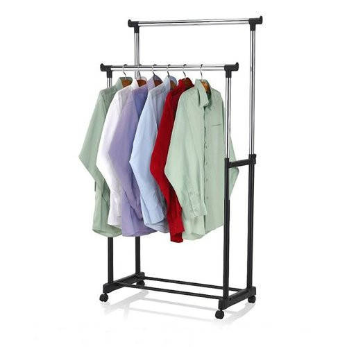 

Двойная телескопическая вешалка стойка для одежды напольная Double Pole Clother Hose, Оливковый