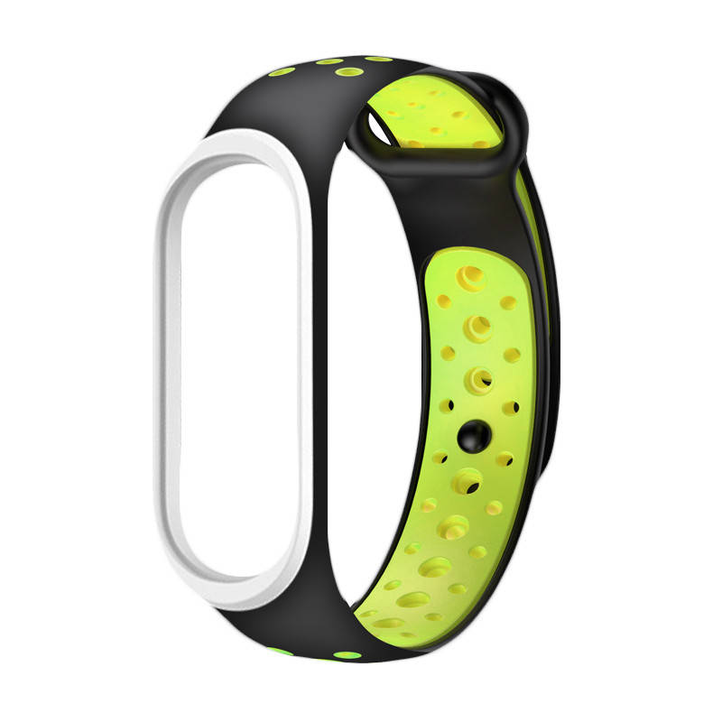 

Ремешок к браслету Mi band 4 3 перфорированный Black-Light green