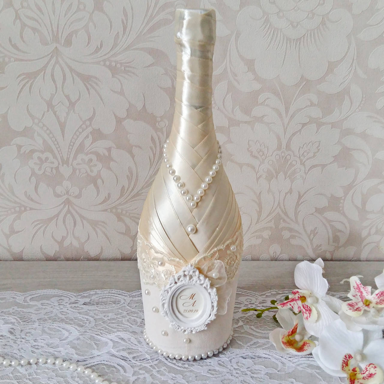 

Свадебное шампанское декорированное 1 бутылка