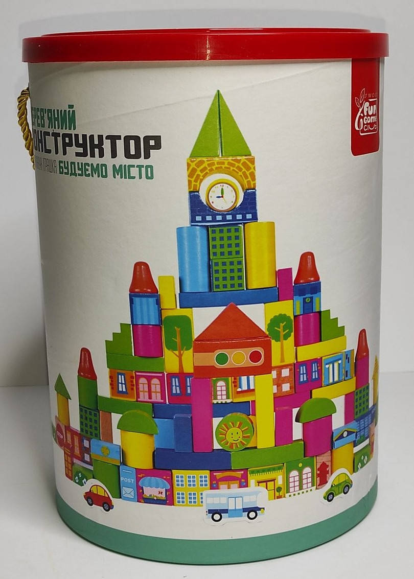 

Деревянный конструктор Городок для детей Детская игрушка разноцветные строительные блоки и кубики 100 деталей, Разные цвета