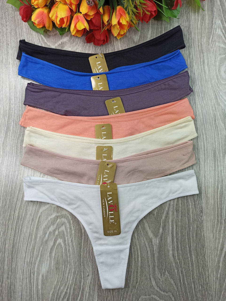 

Стринги (бикини) Lavolle гладкие оверлок хлопок 42*48 р разные цвета (11818)