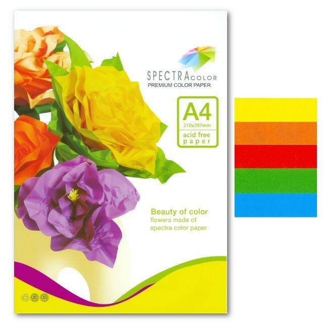 

Бумага цветная Spectra Color А4 80г/м2 100 листов, набор 5 цветов интенсив