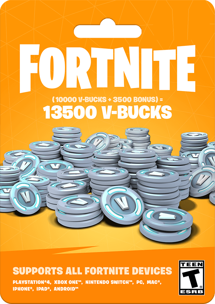 

Fortnite card: 13500 В-баксов (10000 + 3500 V-BUCKS) | Все платформы
