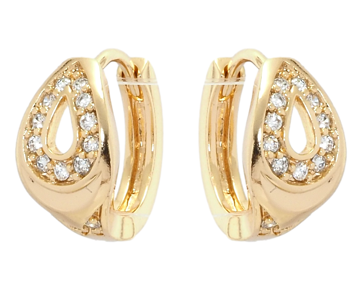 

Серьги Xuping Позолота 18K колечки "Капельки с цирконием"