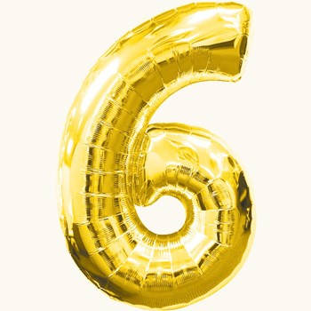 

Шар фольгированный золотой, цифра "6", Золотистый