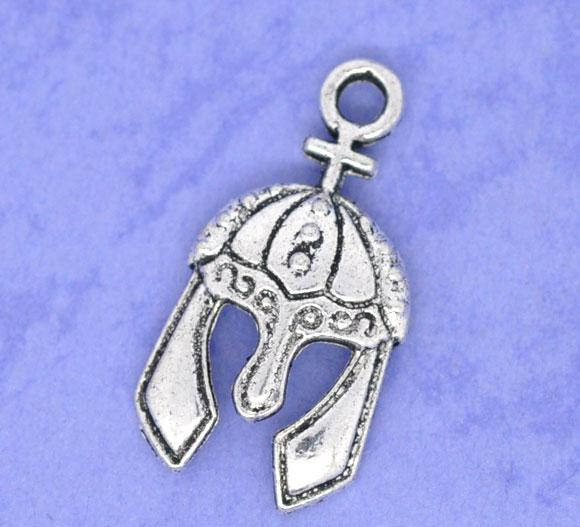 

Подвеска " Армет ", Шлем воина, Цинковый сплав, Античное серебро, 24.5 mm x 13 mm
