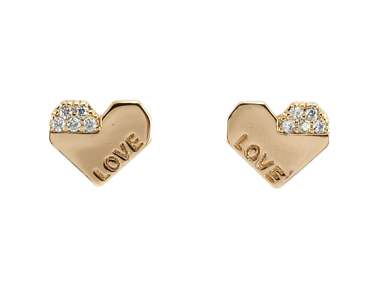 

Серьги XP Позолота 18К гвоздики (пусеты) "Сердечки Love с цирконием"