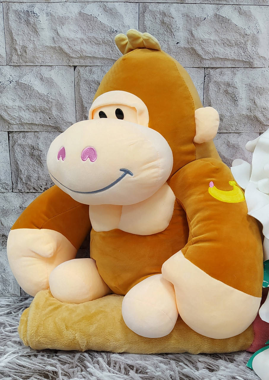 

Игрушка Обезьянка мягкая плюшевая 3в1 внутри с пледом размер 150х110 см Х-1005