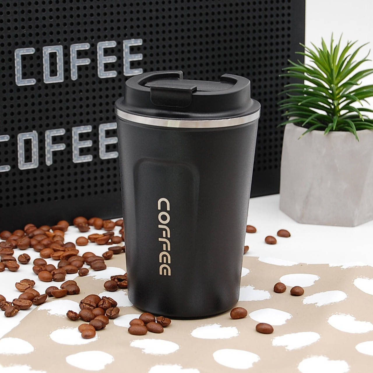 

Термокружка Coffee 380 мл черная (СЕ-24333)