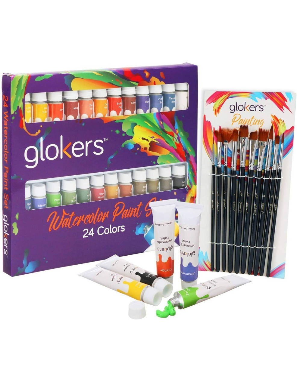 

Премиум набор для рисования glokers арт кейс с 24 тюбиками краски по 12 мл и 10 профессиональных кистей