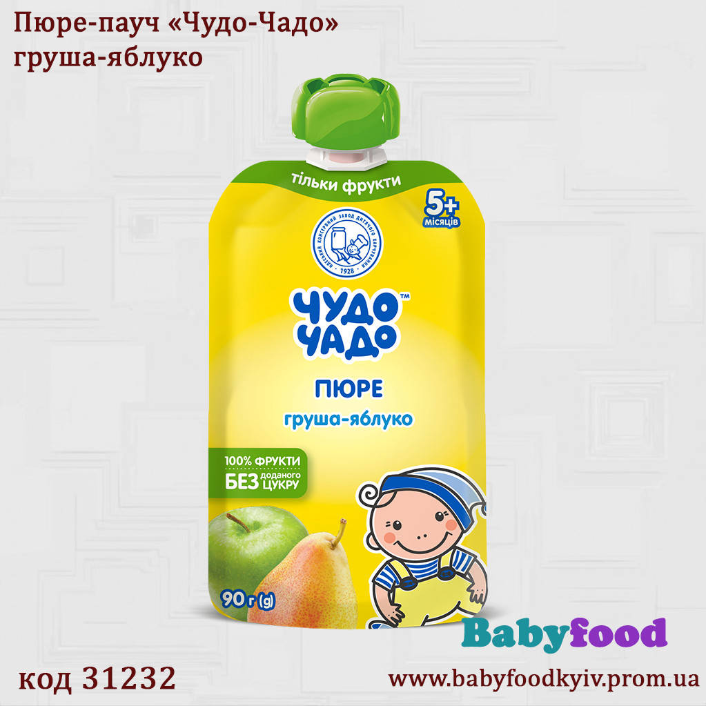

Пюре Чудо-Чадо Pouch Груша и Яблоко без сахара, 90г