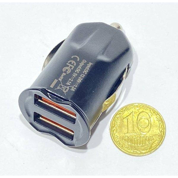 

Маленькая авто зарядка в прикуриватель для телефона на 2 USB 12V-24V 2.1A, 10.5W