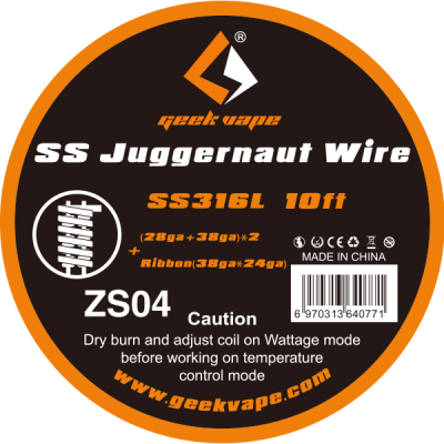 

Оригинал . Geekvape SS316 Juggernaut wire (28ga+38ga)*2+Ribbon(38ga*24ga) 3 метра.