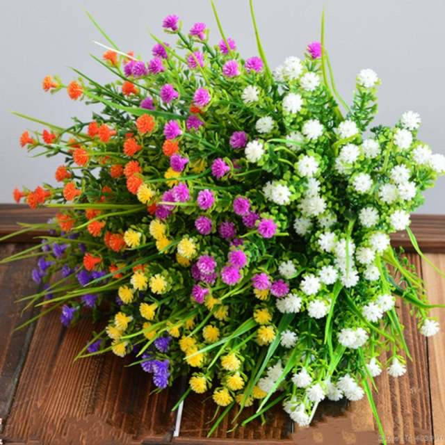 

Искусственный пластиковый куст с мелкими цветочками ( 28 см)
