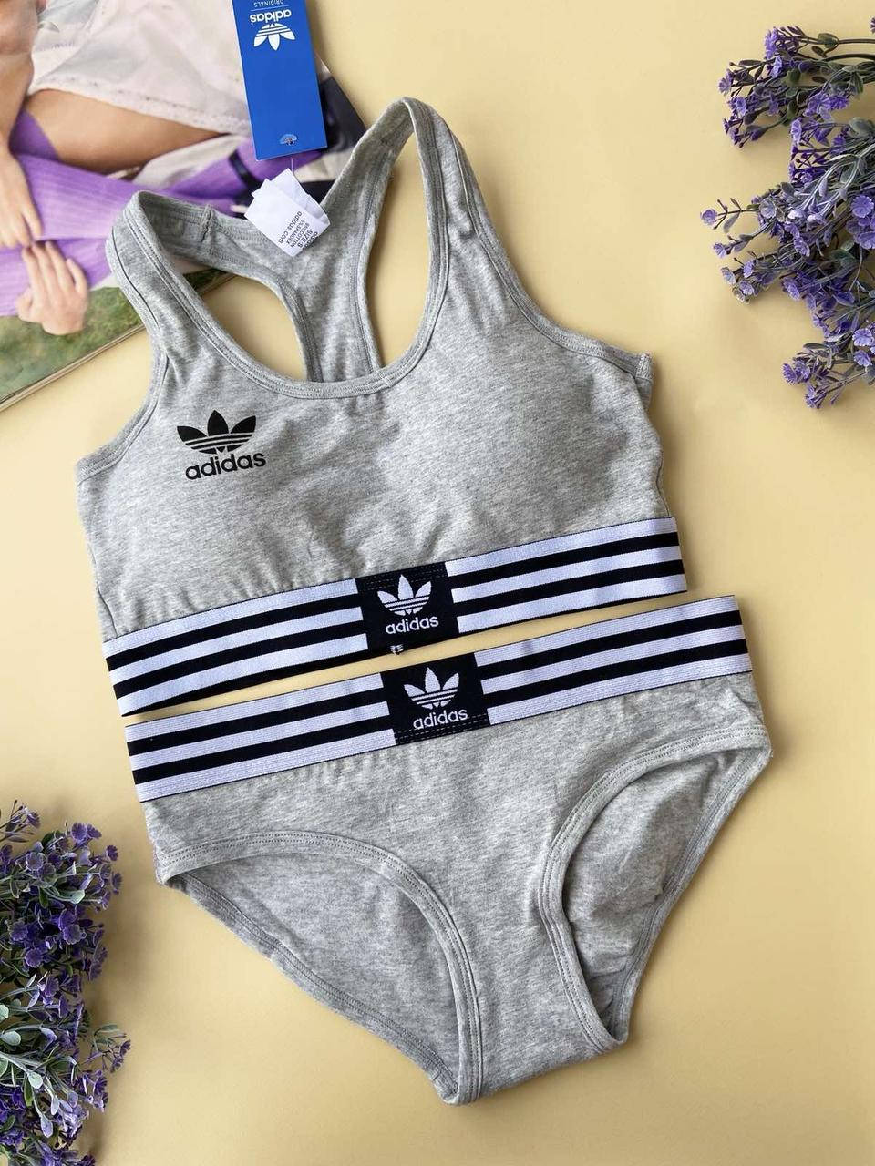 

S/M/L Серый спортивный комплект женского нижнего белья, красивый бесшовный топ с милыми трусиками