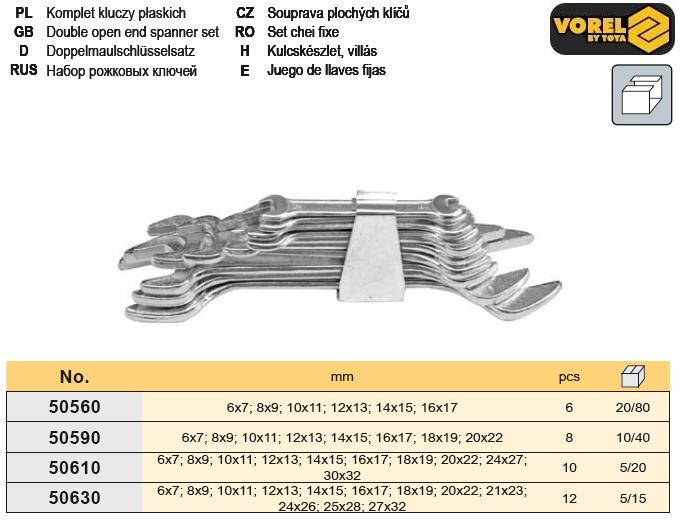 

Набор ключ рожковый М 6-32 мм 10 штук VOREL-50610