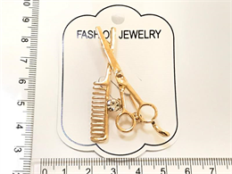 

Брошь "Ножницы и Расческа" цвет золото