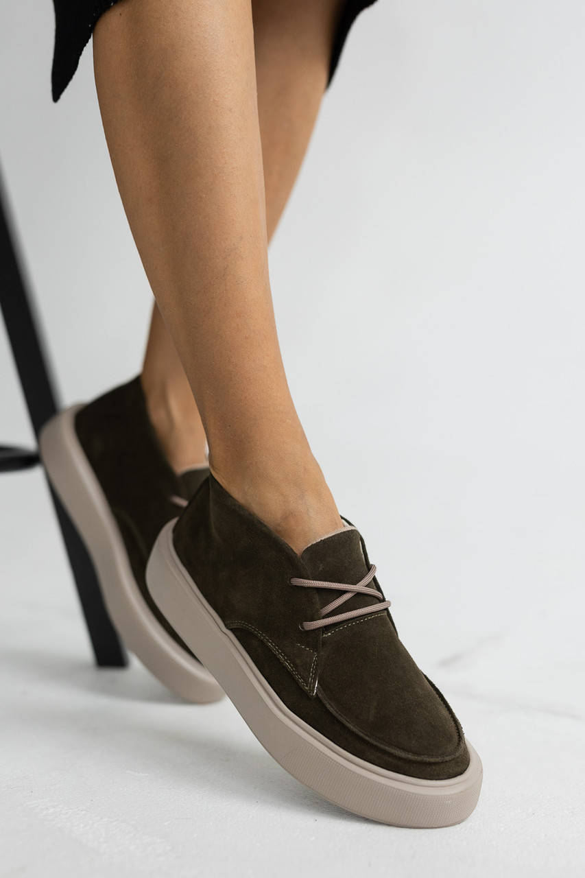 

Женские ботинки кожаные весна/осень хаки Multi-shoes Kristi на байке 37
