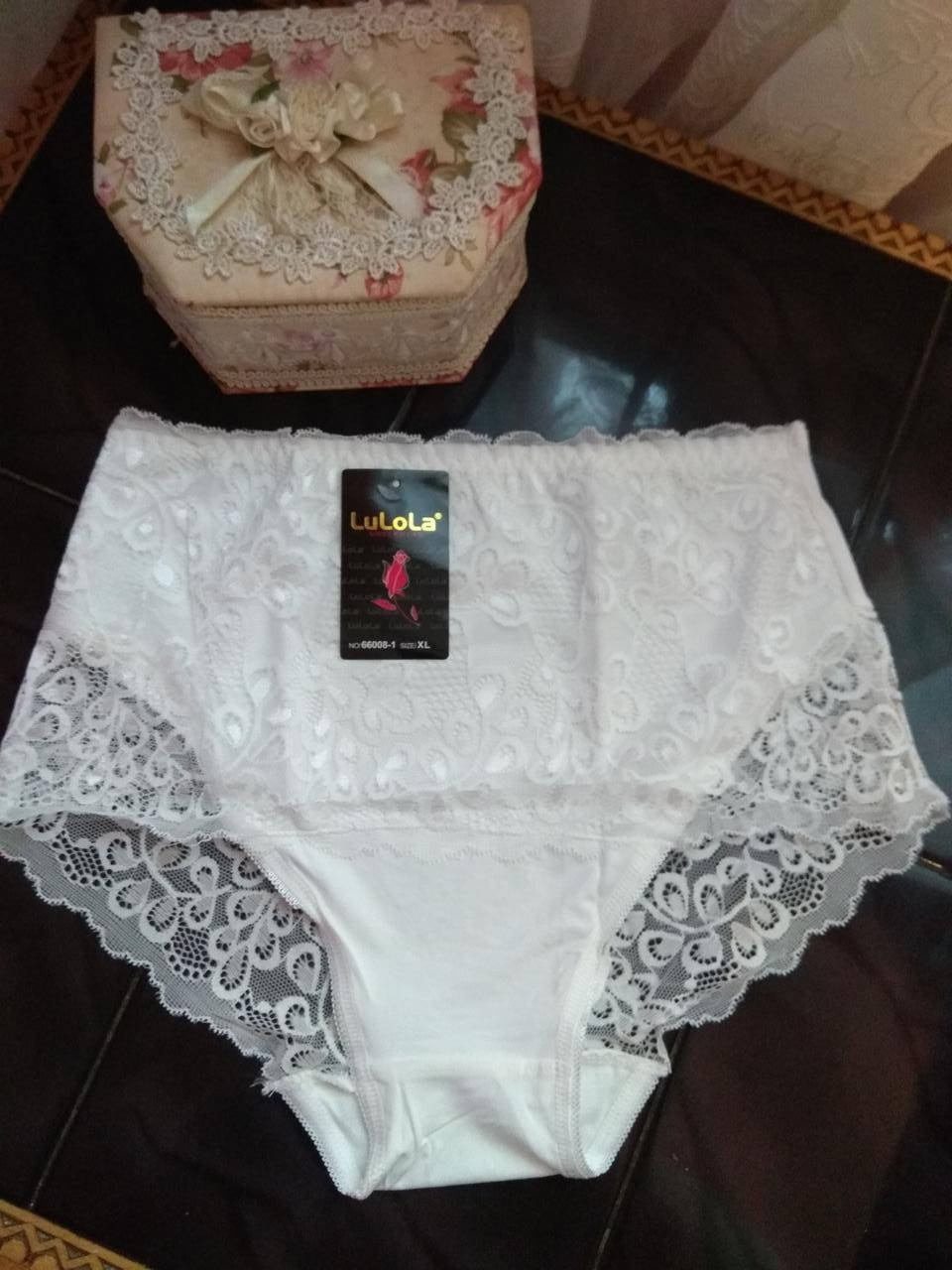 

2хл,3хл,4хл Трусики мікрофібра батал Lulola з кружевом молочний 3Xl, Молочный