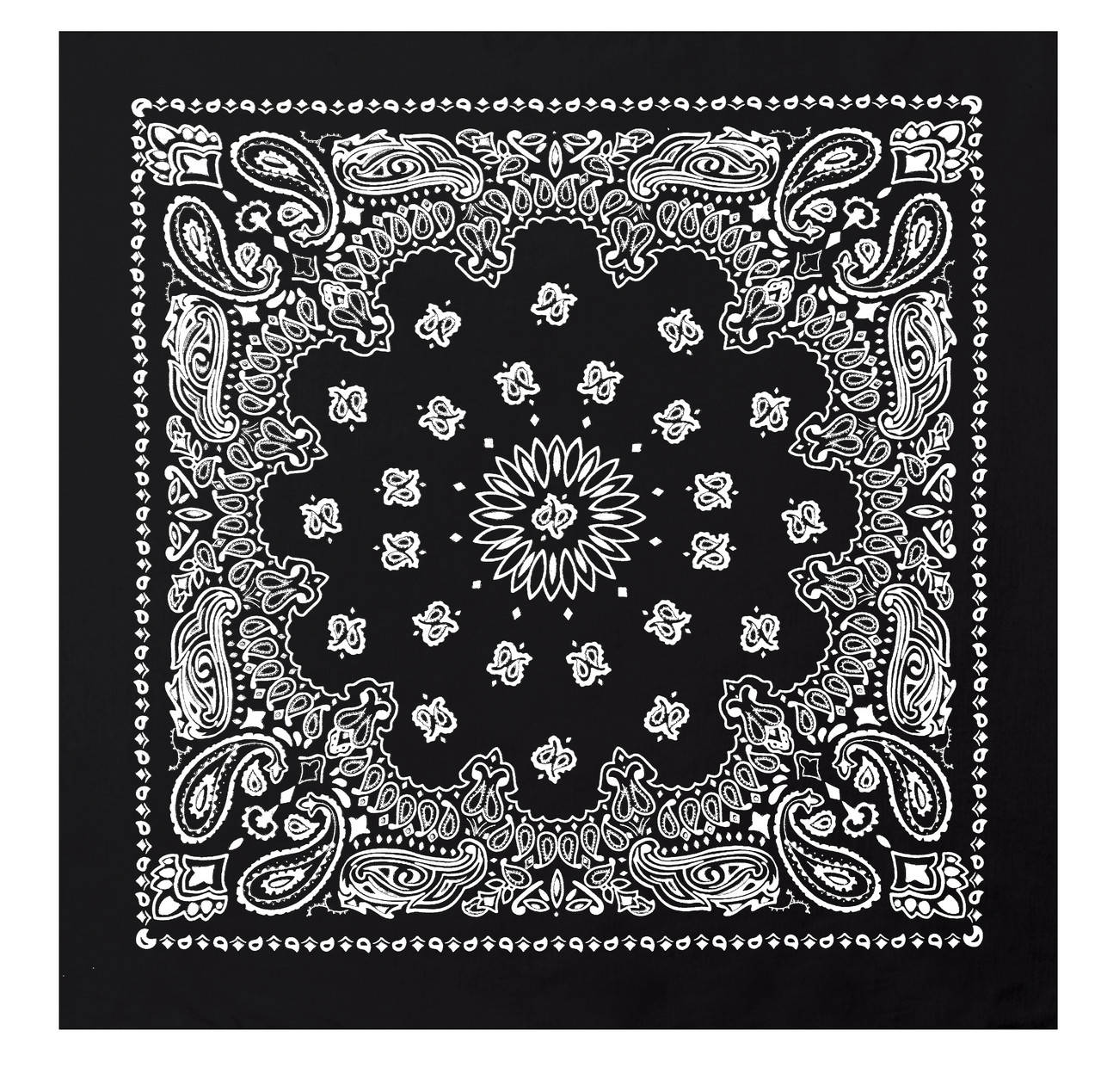 

Бандана большая черная с классическим рисунком BLACK BANDANA размер 70х70 см Rotcho США, Черный