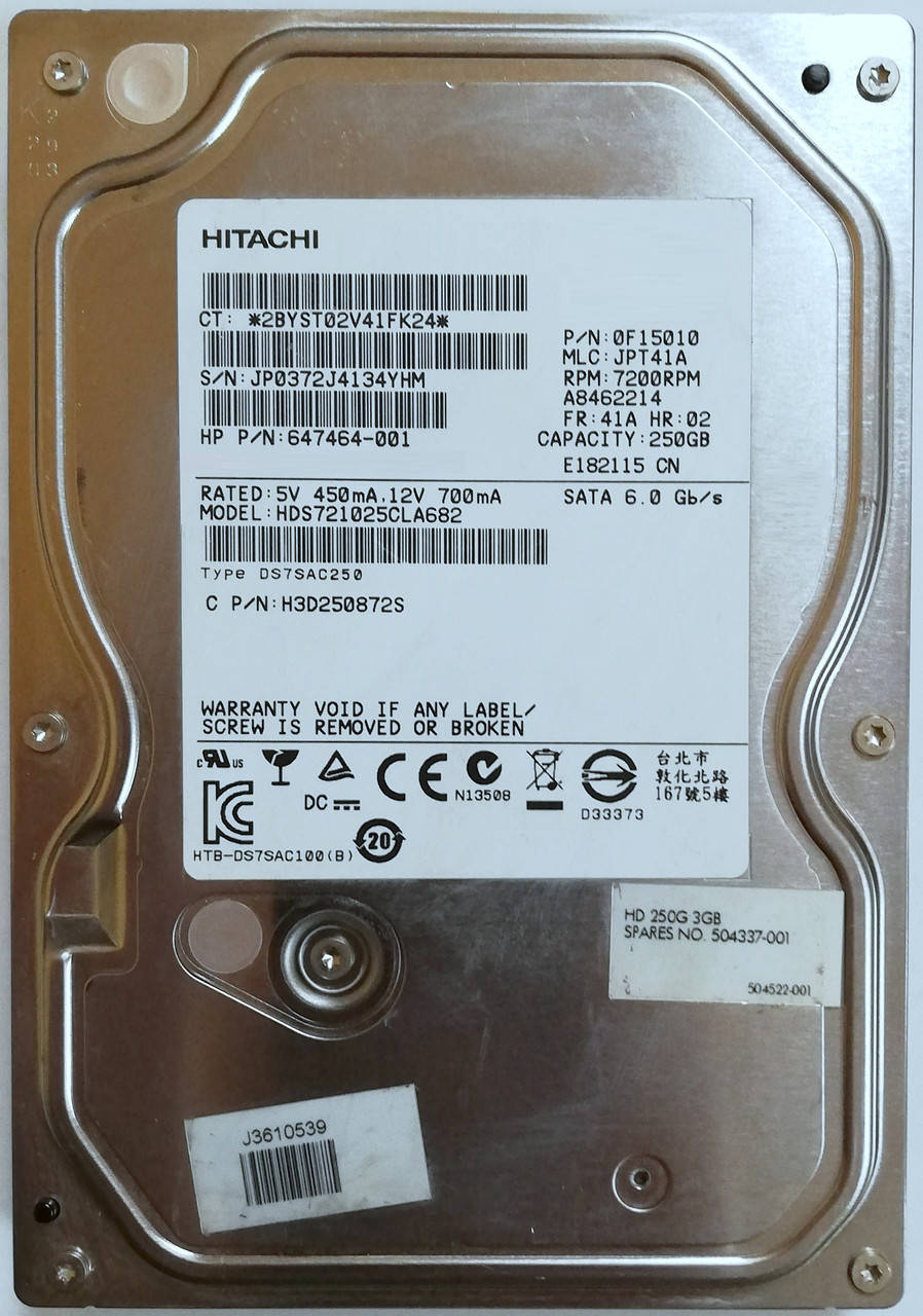

Жесткий диск для компьютера Hitachi Deskstar 250GB 3.5" 8MB 7200rpm 6Gb/s (HDS721025CLA682) SATAIII Б/У