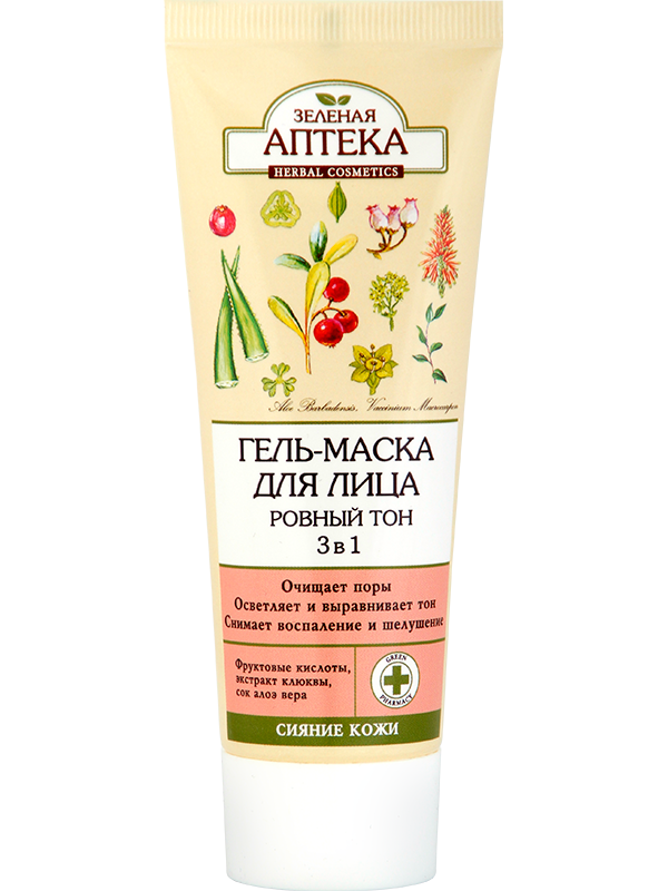 

Гель-маска для лица "Ровный тон" 75мл Зеленая Аптека