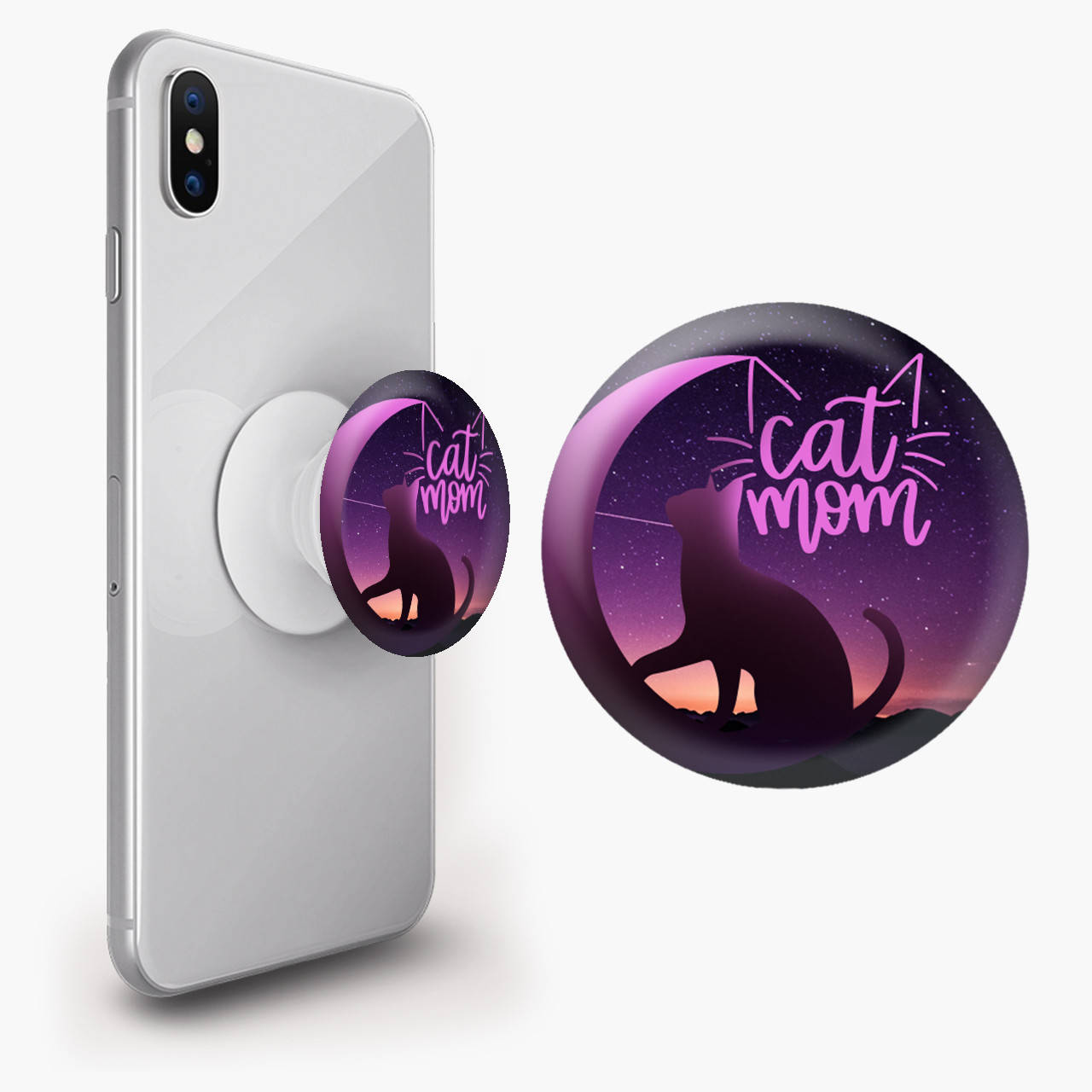 

Попсокет (Popsockets) держатель для смартфона Cat Mom (8754-2845), Белый