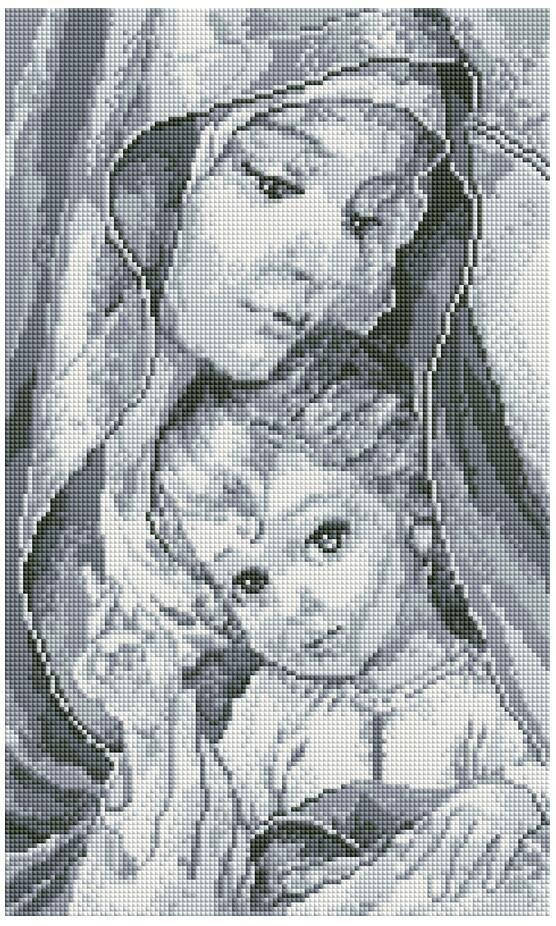 

Алмазная мозаика ColorArt 30х50 Богородица с Иисусом серая TP901