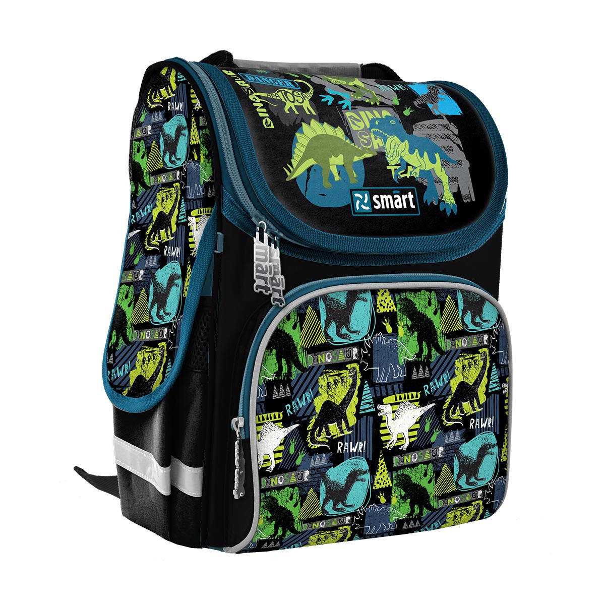 

Рюкзак школьный каркасный SMART PG-11 "Dino world", черный