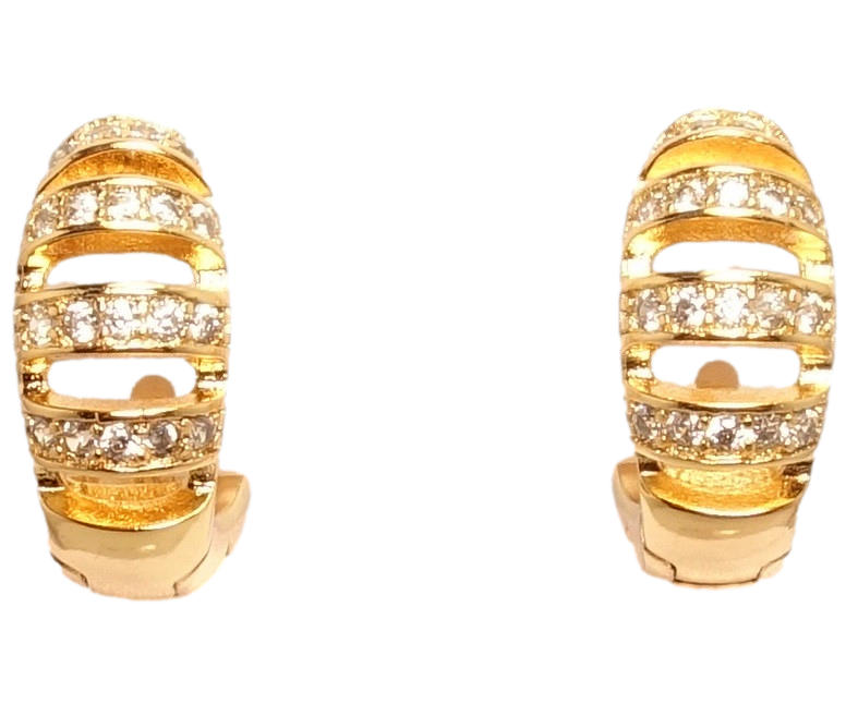 

Серьги Xuping Позолота 18K колечки "Горизонтальные дорожки циркония"