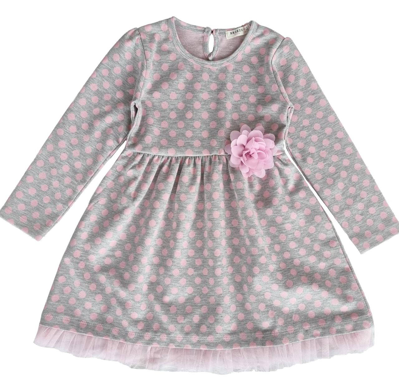 

Платье для девочки в горошек р.98-122 см Breeze 116 см, Светло-серый