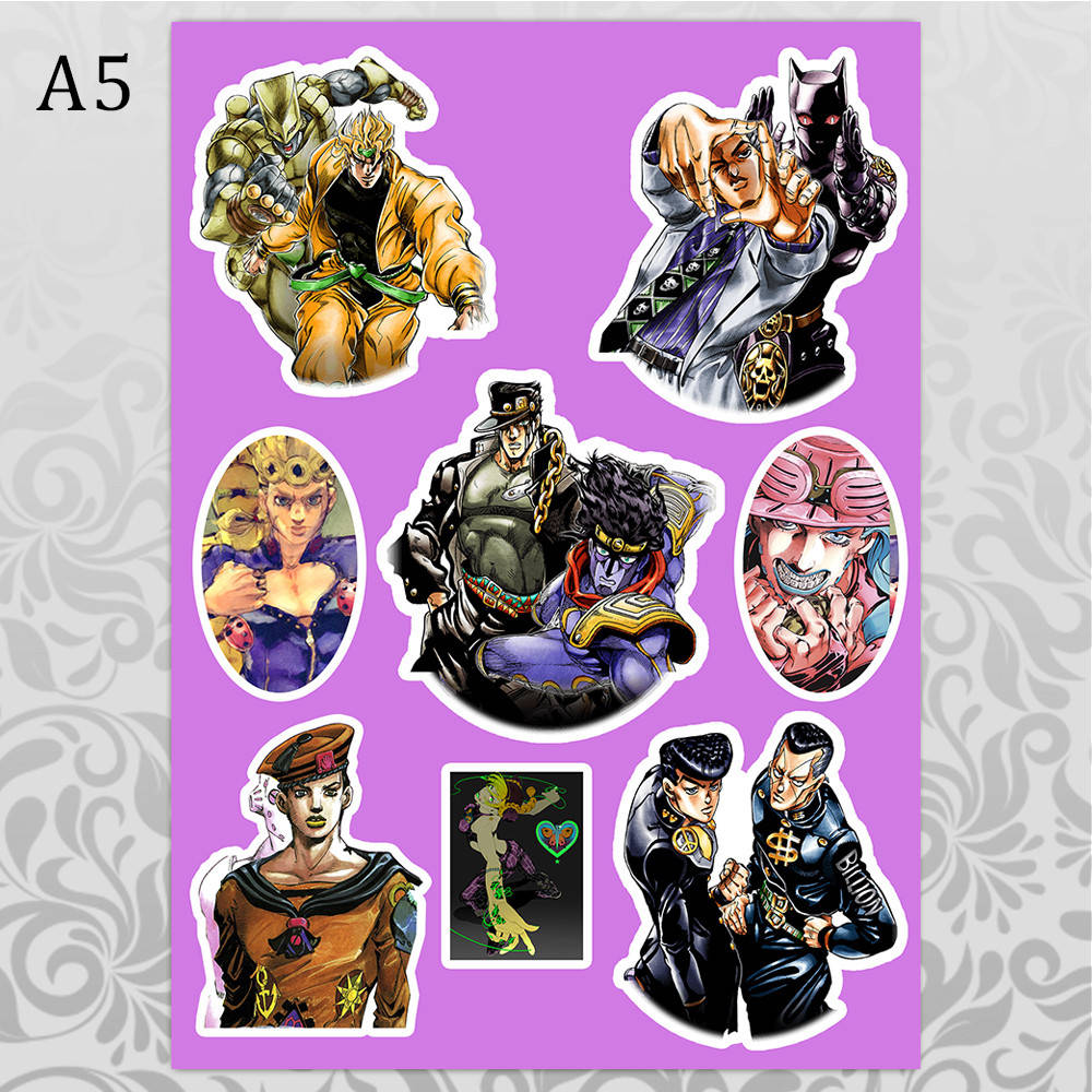 

Стикеры Аниме Jojo Bizarre Adventure без порезки 03, Разные цвета