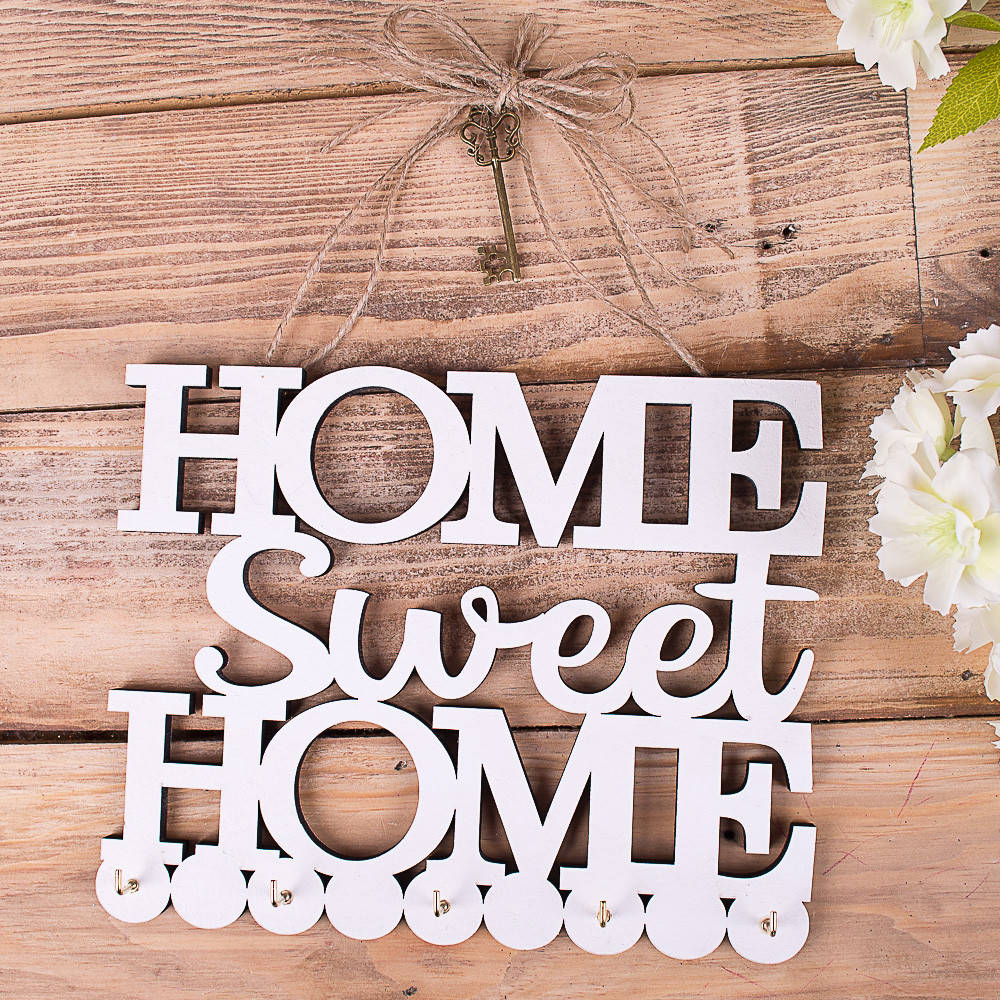 

Ключница "Home sweet home" с ключиком, Белый