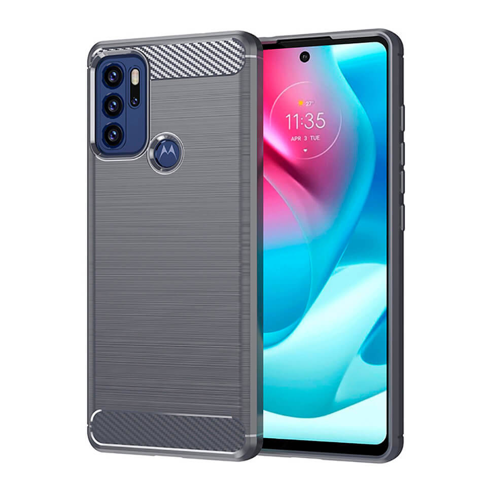 

Чехол Lenuo Carbon Fiber для Motorola Moto G60 Gray, Серый