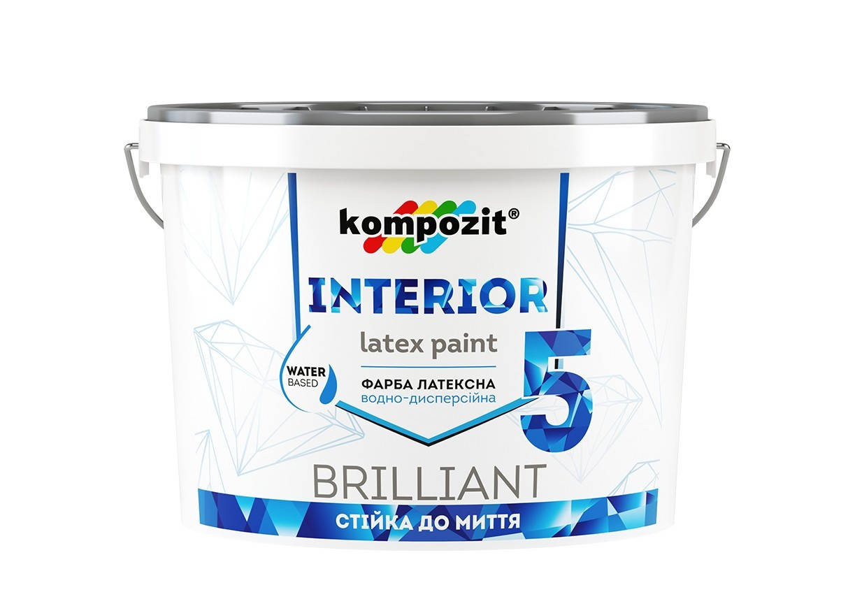 

Краска матовая для стен и потолка Kompozit INTERIOR 5 Белая 14 кг, Белый