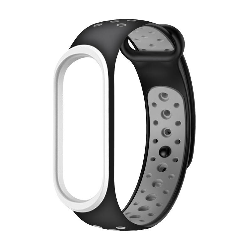 

Ремешок mi band 4 ремешок к браслету Mi Band 3 перфорированный черно-серый
