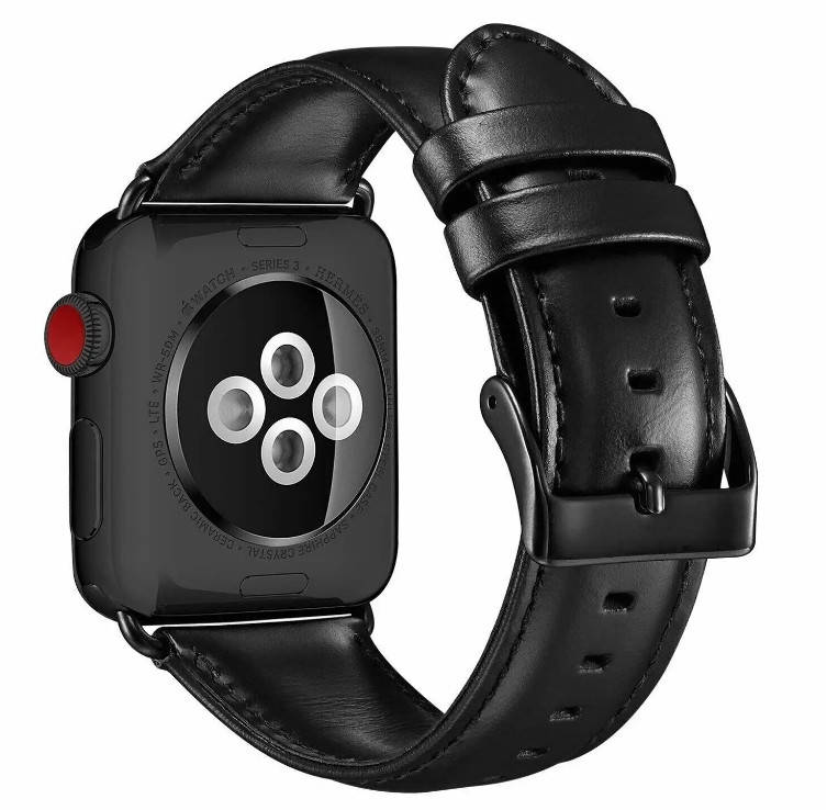 

Кожаный ремешок на Apple Watch 38,40,42,44 мм черного цвета