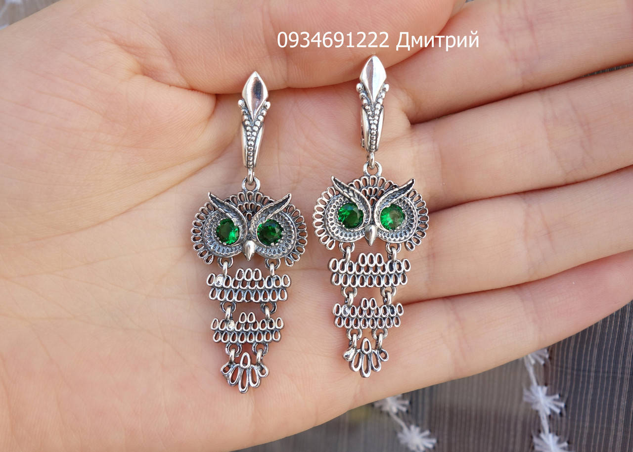 

Серебряные серьги Совы большие