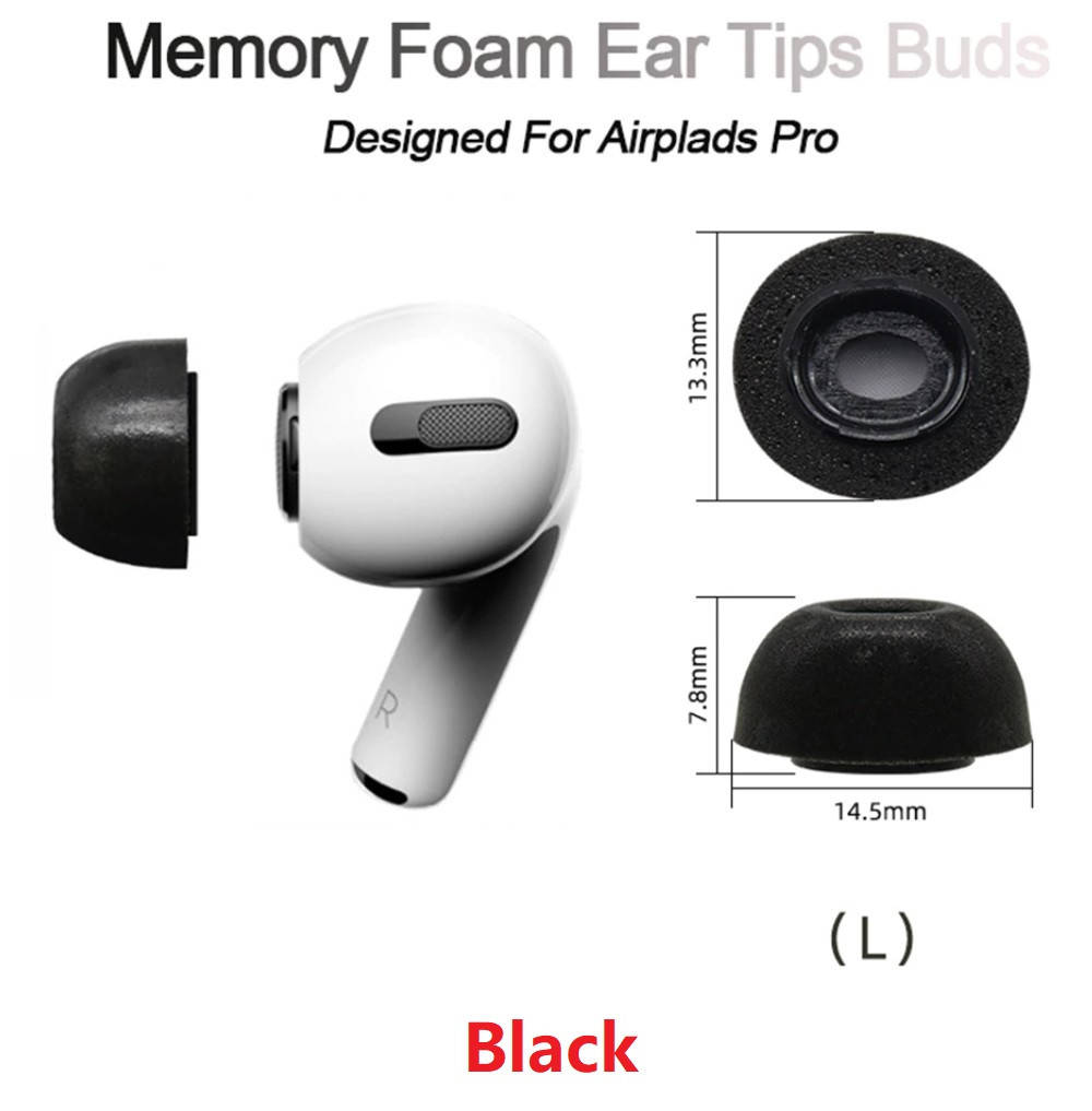 

Пенные вакуумные амбушюры с эффектом памяти Apple AirPods Pro MWP22 TWS Pro Размер L большие Цвет Черный