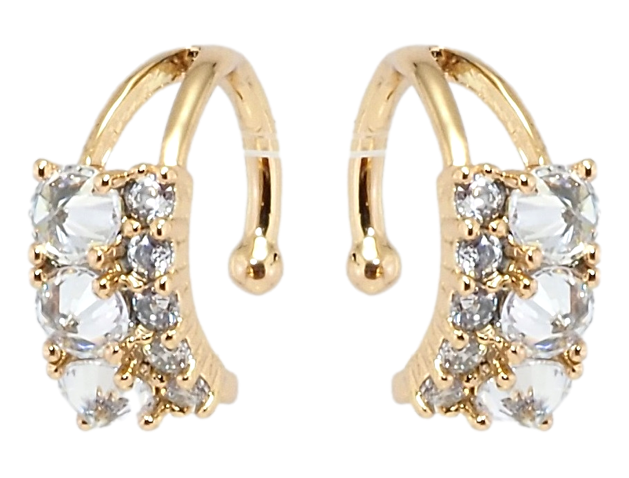 

Серьги Xuping Позолота 18K каффы "Три кристалла с цирконием"