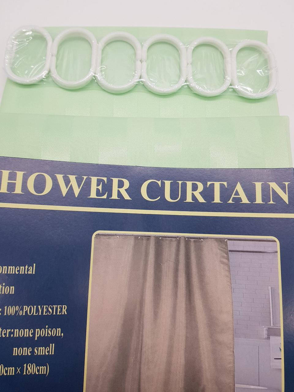 

Шторка в ванную тканевая однотонная "Полоса" 180х180см. Салатовый цвет., Разные цвета