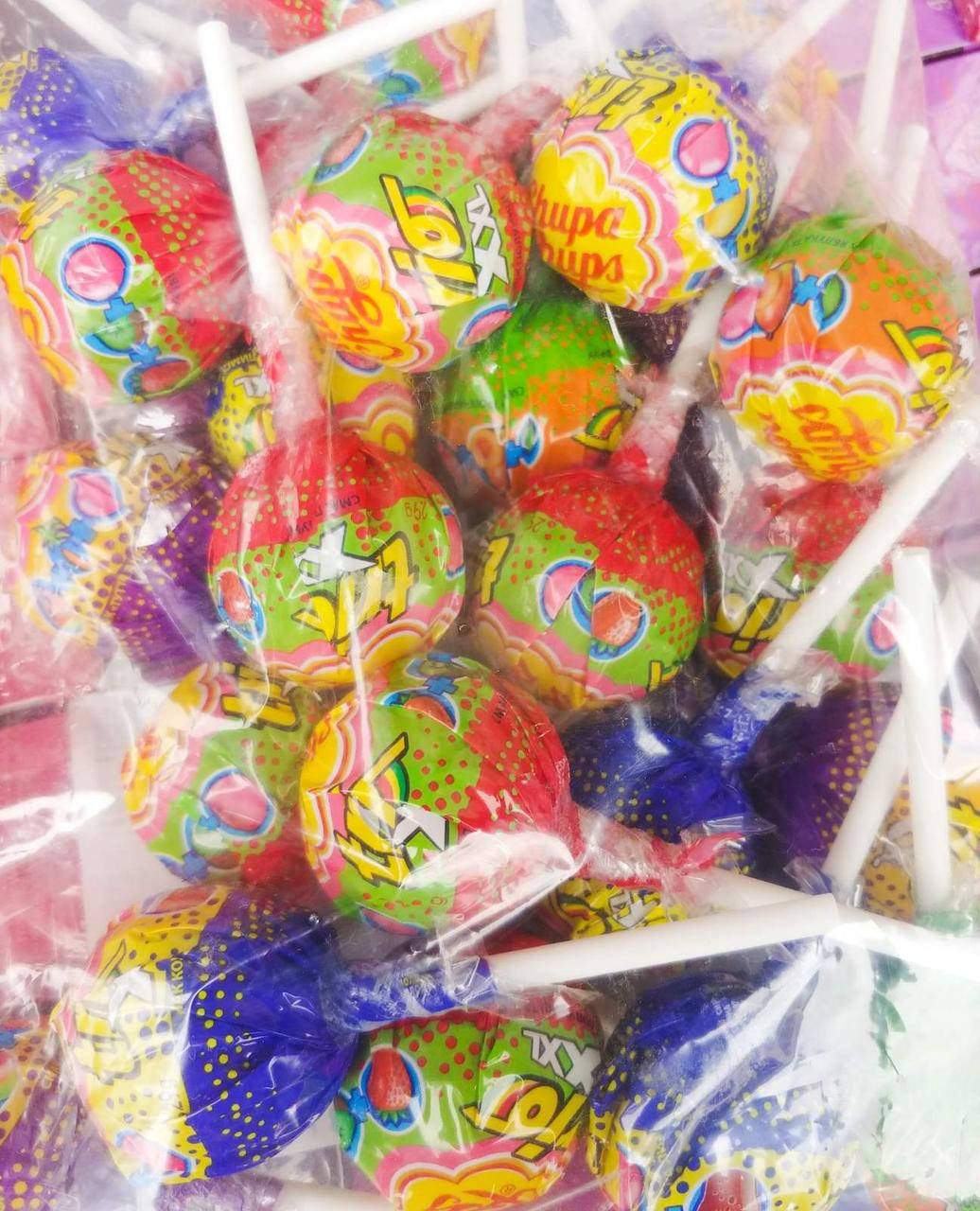 

Chupa Chups Trio XXL карамель леденцы на палочке с жевательной резинкой микс вкусов 25 шт х 29g