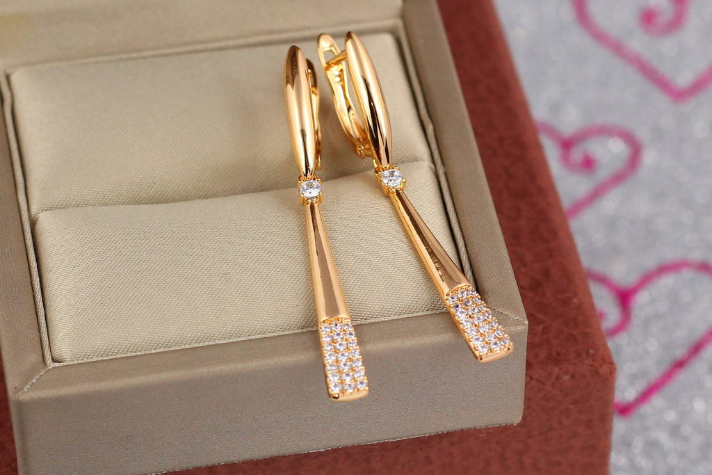 

Серьги подвески Xuping Jewelry спичка 4,8 см золотистые