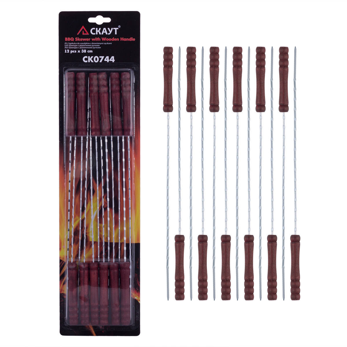 

Шампуры Скаут 12 шт 38х0,25см с деревянной ручкой KM-0744