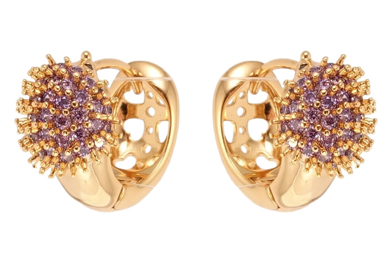 

Серьги Xuping Позолота 18K колечки "Ежики с сиреневым цирконием"